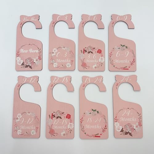 Baby Closet Dividers Pink 8pcs Baby Clothes Dividers for Closet Double-Sided Wooden Baby Closet Organizer Nursery Decor for Girls Wardrobe