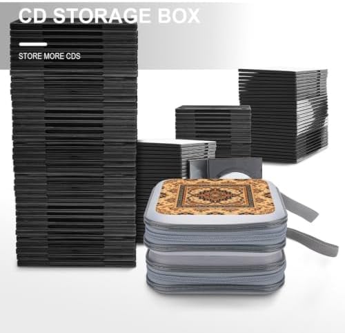 DVD Storage for 40 Movies, Aztec Terracotta Hard Plastic CD DVD Disc Cases | Disc Holder Organizer Binder, Aztec Terracotta Retro Western, Portable for Travel Home Office