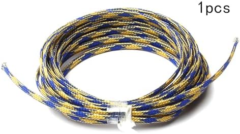 Jutagoss PET Expandable Braided Cable Sleeve, 16.4ft - 3/16 inch Blue Yellow Cable Management Sleeve, Wire Loom Tube Cord Protector for USB Cable, Power Cord, Audio Video and More, 1Pc