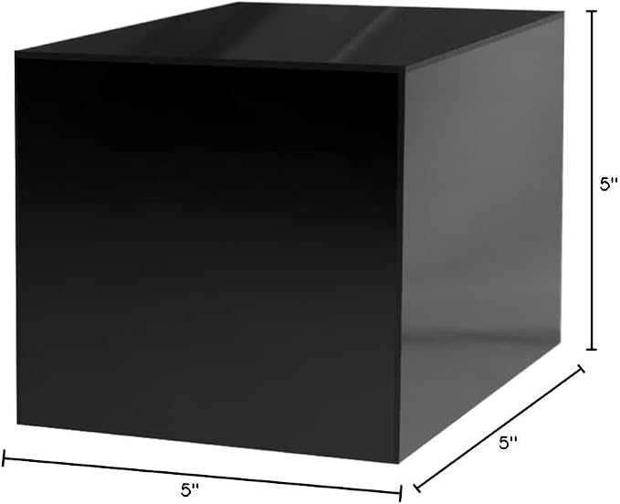 5 Inch Acrylic Display Riser Box Black Square Retail Product Riser One Open Side No Lid Preassembled Merchandise Storage Box Flippable Cubby for Expos and Tradeshows by Marketing Holders