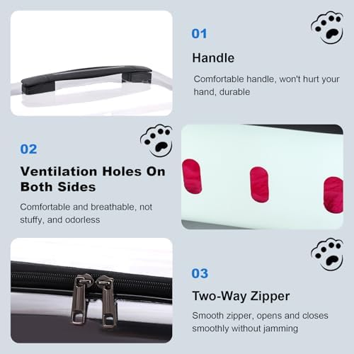 Portable Pet Carrier with Wheels, 360°Clear Window Pet Trolley Case with Ventilation Holes, Portable Breathable for Travel/Hiking/Outdoor/Walking Darkgray
