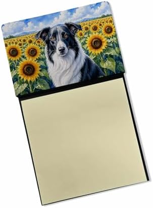 Caroline's Treasures Borzoi in Sunflowers Watercolor Sticky Note Holder Refillable Dispenser Desk Accessory 3x3 Pad Gift