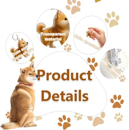 Pet Hair Keepsake Keychain Memorial Charm with Transparent Bottle for Collecting Dog or Cat Fur Portable Pet Hair Storage Capsule for Pet Lovers（Shiba Inu）