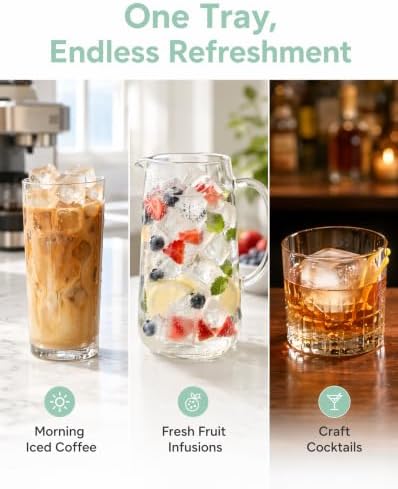21 Cubes Press Ice Cube Tray with Lid and Storage Bin Easy Release | Fill without opening cover, PP+TPE+PET stackable odorless ice maker box for cocktail whiskey, mint green, 9.4x4.1x2.6 in