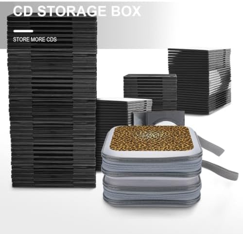 DVD Holder Case Leopard Print 40 Capacity Hard Shell CD Organizer Box | Disc Storage Binder Leopard Print Protective DVD Organizer Wallet for Music Movie Game