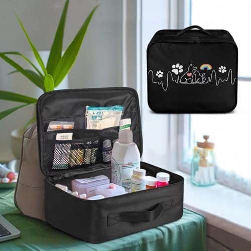 First Aid Bag Empty Organizer Travel Love Pet and Paw Large Medical Bag First Aid Kit Accessory Pouches Organizer Portable Medic Bag Zippered Bag for Home Outdoor Travel