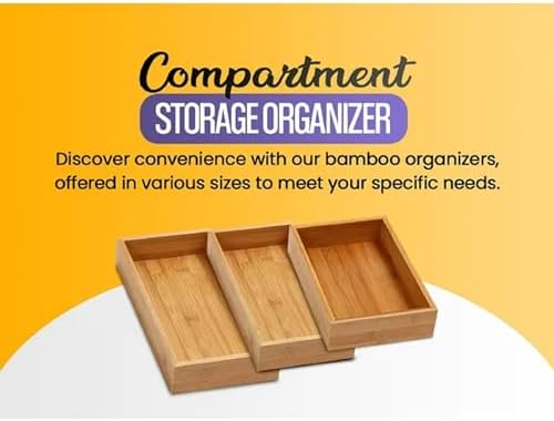YBM HOME Bamboo Drawer Organizer Storage Box for Kitchen Drawer, Junk Drawer, Office, Bedroom, Children Room, Craft, Sewing, and Bathroom, 6 Pack 3x9x2 inch