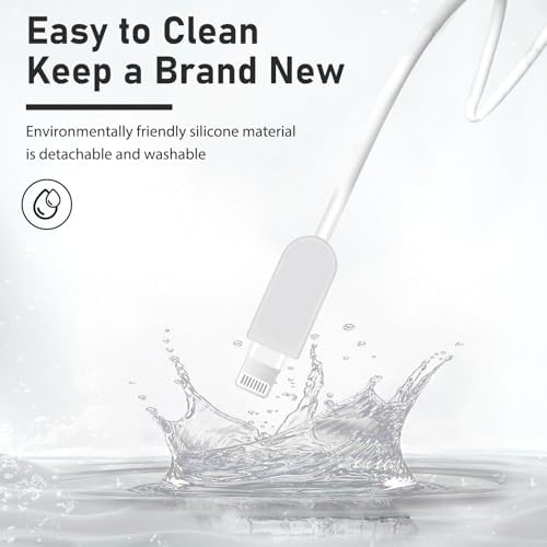 CameCosy DIY Cable Protector for iPhone, Unique Design Transparent Charger Cover Clear Silicone Wire Saver Soft Protector for iPhone 11 12 13 14 15 Plus Pro Max XS