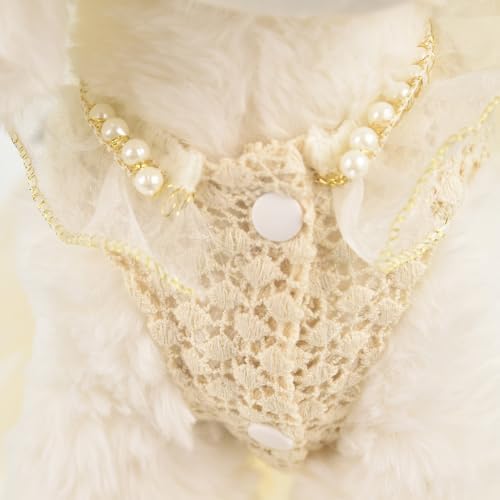 FLAdorepet Vintage Camellia Dog Dress Tutu Skirt,Pet Party Outfits Clothes for Small Dogs Girls,Formal Dog Wedding Holiday Dresses Apparel(White Camellia, Medium)