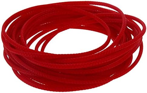 Othmro 5m/16.4ft PET Expandable Cord Protector, 3mm/0.12" Width Loom Tubing, Non-Split Sleeving, Flexible Wire Mesh Sleeve, Red, for USB, Power, Audio, Video Cables