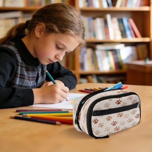 SUABO Pet Paw Pencil Case Large Pen Stationery Bag | Pencil Pouch Stationery Organizer with Compartments, Transparent PVC Layer, School Office Supplies for Kids Adults
