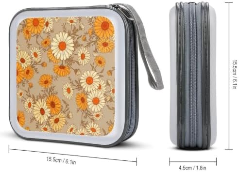 DVD Storage Disc Wallet Daisy Flower DVD Holder Protective Binder | CD Organizer with Portable Carry Handle, Hard Shell Plastic, 40 Capacity, Daisy Flower