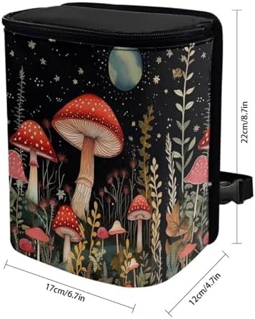 DISNIMO Moon Mushroom Car Trash Can with Lid Leak Proof Trash Bin Garbage Bag Collapsible Automatic Portable Trash Can Easy to Clean Used in Car Home Office