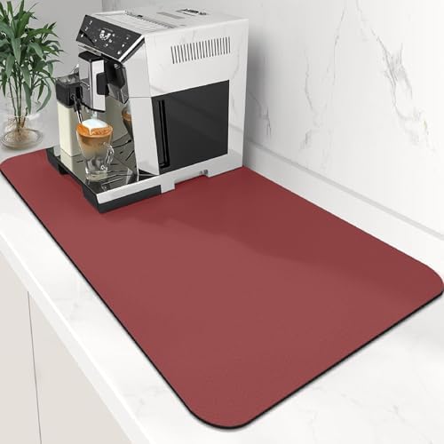 Coffee Mat Super Absorbent Dish Drying Mat Coffee Bar Mat 17"x 30", Red