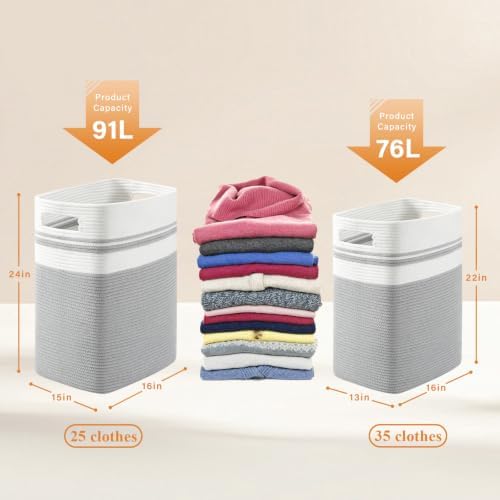 OIAHOMY 91L Laundry Hamper, XXXLarge Collapsible Laundry Basket Gray