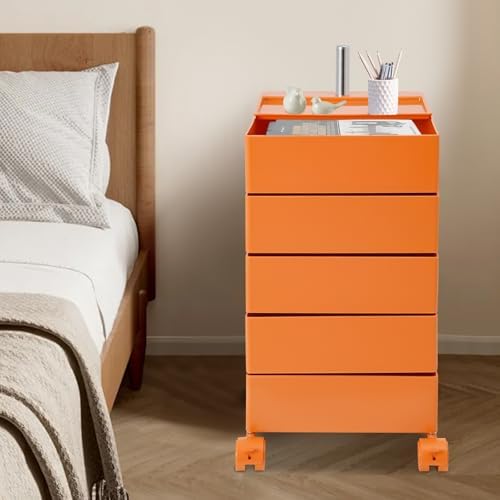Storage Cabinet 360° Rotating Sofa Side Cabinet (Orange)