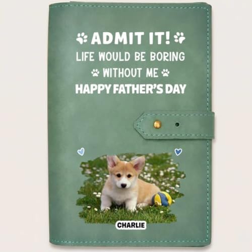 Admit It Life Would Be Boring Without Us Leather Charger Bag, Personalized Dog Dad Leather Charger Bag with Photo and Name, Fathers Day Dog Dad Lovers Tech Travel Case, Pet Daddy Gift on Father's Day