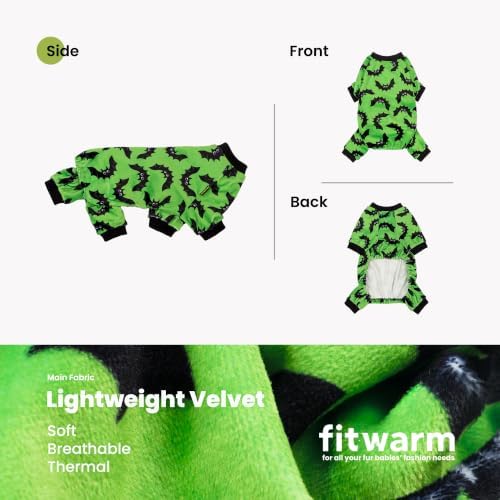 Fitwarm Halloween Bat Dog Pajamas, Funny Costumes for Small Dogs Boy Girl, Pet Outfit, Lime Green, Black, XXL