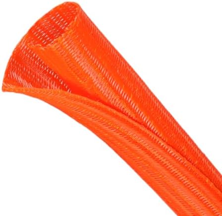 Split Wire Loom Tubing, Cable Protector Sleeve, Braided Cable Management for TV/Computer/Home Theater/Engine Bay, Cord Protectors from Pets No Chew (Orange, 3/8"-25ft)