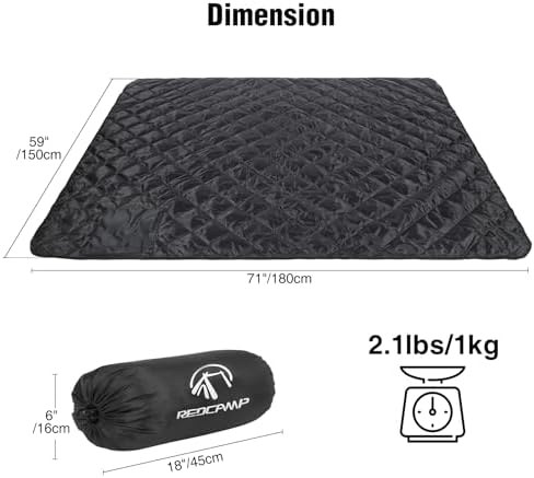 REDCAMP Large Camping Blanket with Sherpa Lining, Black 71"x59" | Cold Weather Warm Thick Outdoor Blanket Comfy Foldable & Windproof for Camping Stadium,Car,Picnics,Pet,Trip,Machine Washable