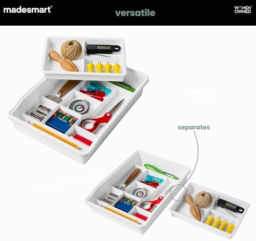 madesmart Classic Junk Drawer Organizer, White