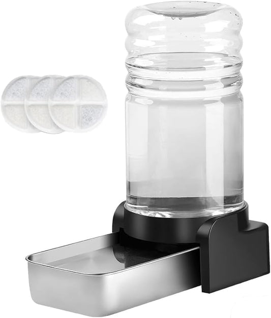 Marchul 1.5 Gallon Cat Water Dispenser, Automatic Gravity Dog Water Feeder, Stainless Steel Large Capacity Cat Waterer for Cats and Small Dogs (3 Filters)