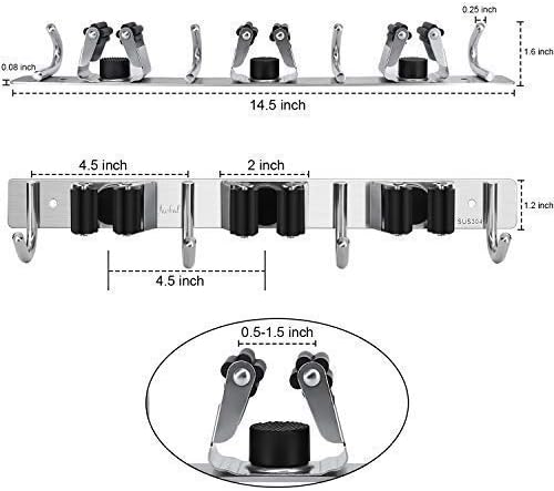 Broom Mop Holder Wall Mount,Favbal Garage Organization Tool Organizer Storage Broom Closet Kitchen Organization Heavy Duty Garage Tools Hanger with 3 Racks 4 Hooks for Home Kitchen Garden Laundry Room | Garage, Closet, Kitchen & Laundry Room Storage fo...