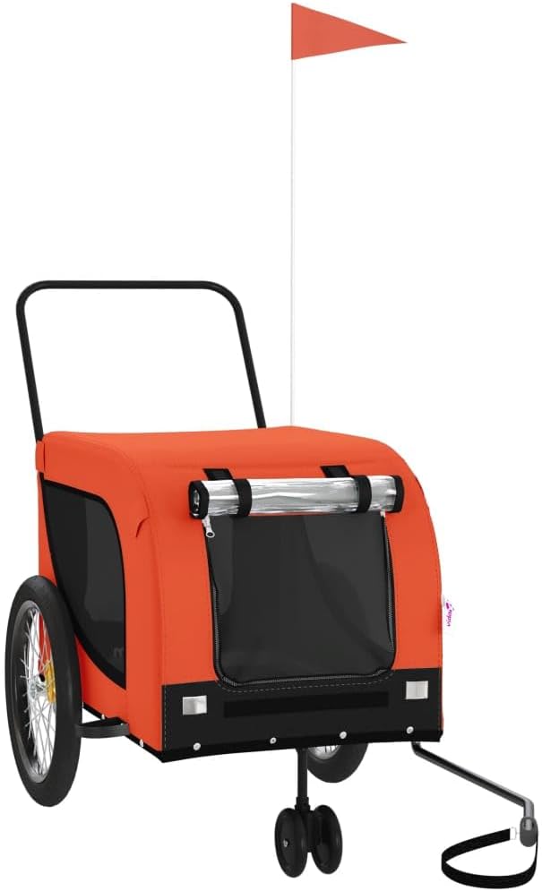 Pet Bike Trailer for Small Dogs, Foldable Bicycle Cargo Trailer with Mesh Windows and Reflectors, Sturdy Iron Frame Oxford Fabric Carrier, 49.2 x 24.8 x 26.0 in