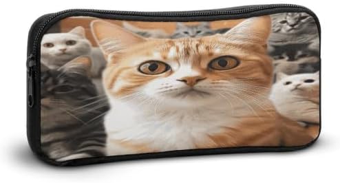 Funny Pet Cat Makeup Bag Zipper Pouch Cosmetic Bag | Pen Bag-Reusable-Large capacity with Double Zippers for Office Pencil Case,Business Travel and girl makeup bag,Small Toolbox
