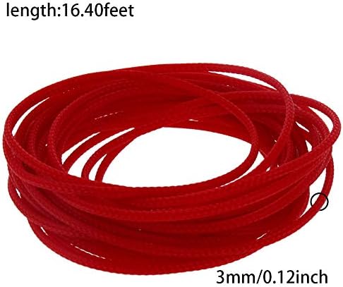 Othmro 5m/16.4ft PET Expandable Cord Protector, 3mm/0.12" Width Loom Tubing, Non-Split Sleeving, Flexible Wire Mesh Sleeve, Red, for USB, Power, Audio, Video Cables