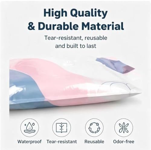 No-Pump Vacuum Storage Bags, Pump-Free Large Capacity Vacuum Storage Bags, Large Vacuum Compression Bags without a Pump for Clothes Bedding Comforters Off-Season Gear (4, S 27×20×12")