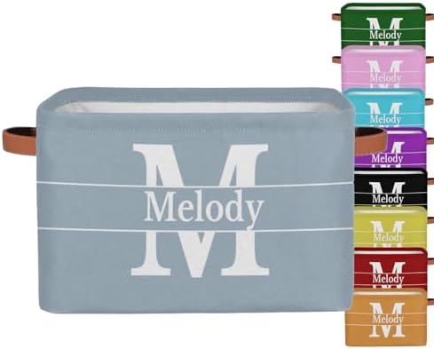 Personalized Name Storage Basket Light Steel Blue with Initial Letter