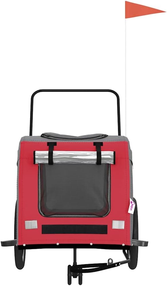 Pet Bike Trailer Orange and Gray Oxford Fabric Dog Bicycle Trailer with Iron Frame, 3-Wheel Pet Cargo Carrier for Small Dogs and Groceries, Includes Safety Flag and Reflectors