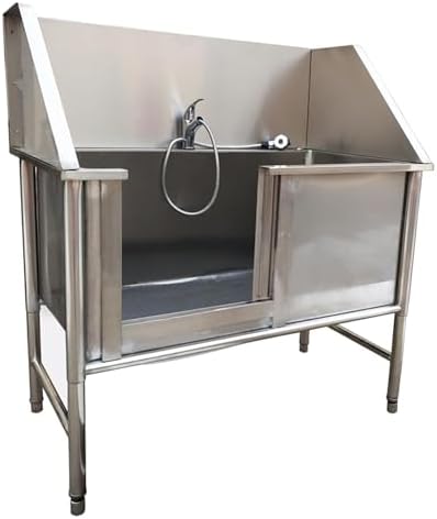 Professional Pet Grooming Bathtub with Sliding Door for Home Use.Silver-120x60x80cm