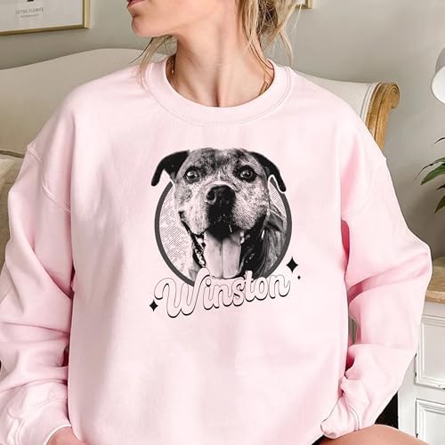 Chillever Personalized Dog Potrait Hoodie, Custom Photo Dog Mom Shirt, Sweatshirt, Gift for Dogs Cat Lovers