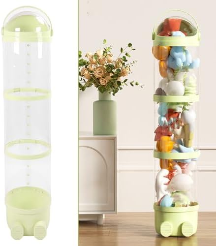 Stuffed Animal Storage Tube 130cm Large Capacity Transparent Plush Toy Display Bucket Organizer for Playroom Bedroom (Green)