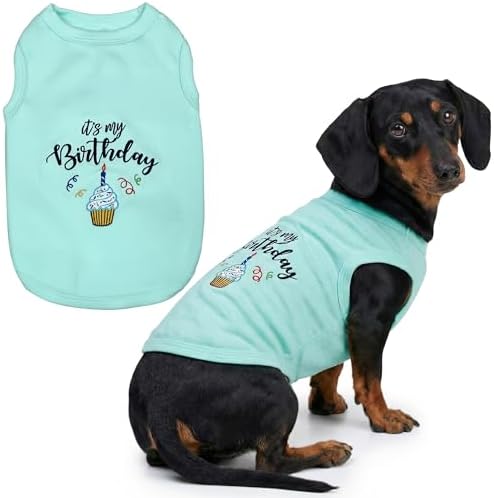 Parisian Pet Dog Shirt – 100% Cotton Shirts for Large Dogs – Blue Sleeveless Pet Clothes – Lightweight and Breathable Dog Birthday Shirt – Boy Dogs Clothes - Stretchy Pet T Shirts