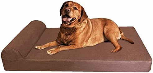Dogbed4less Premium Jumbo HeadRest Orthopedic Cool Memory Foam Dog Bed for Large and Extra Large Dogs, Waterproof Liner with Durable Denim Cover, 55X47X4