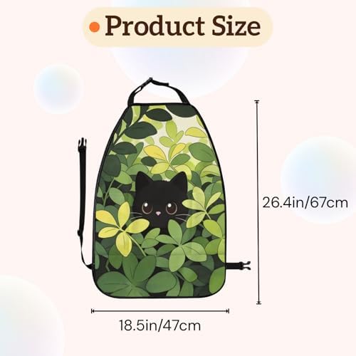 Car Seats Back Protector 2 PCS - Cat in The Grass | with 3 Storage Pockets, Shield Seats From Dirt, Mud Scratches, Fits Cars SUVs Trucks and Jeeps