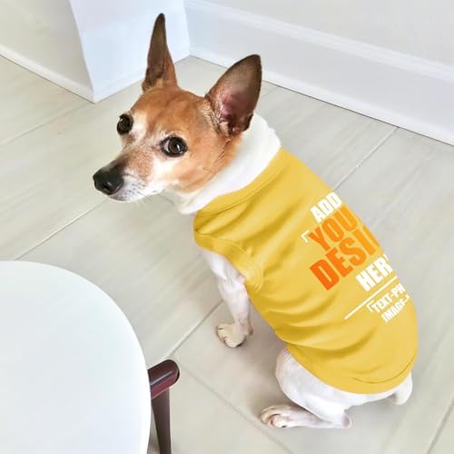 Custom Dog Shirt,Personalized Pet Vest Apparel with Name Text Photo Image,Lightweight Breathable PuppysKitten Variousize,Yellow