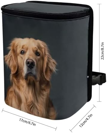 DISNIMO Golden Retriever Car Trash Can with Lid, Leak Proof Trash Bin Garbage Bag Collapsible Automatic Portable Trash Can, Easy to Clean, Used in Car Home Office