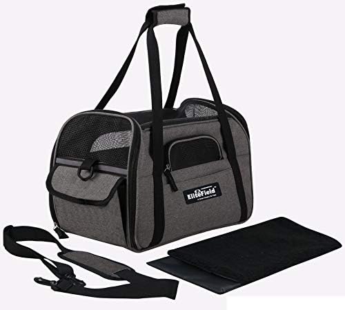 EliteField Soft-Sided Pet Carrier for Cats & Small Dogs (3-Year Warranty) | Airline Approved, Removable Bed & Cover, Built-In Leash, Luggage Sleeve, Seat Belt Loop, Waterproof, Durable, Foldable