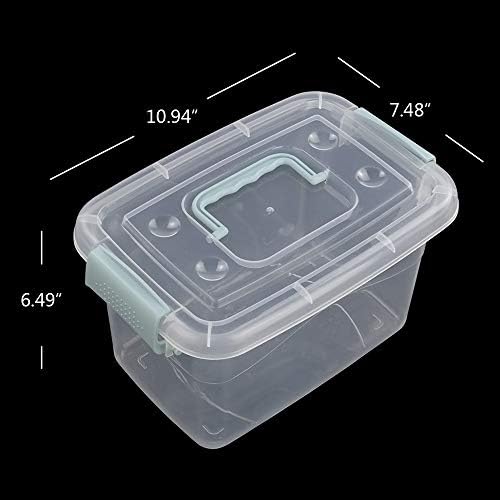 Sandmovie Clear Storage Latch Bin, Plastic Storage Container Box with Lid and Handle, 6 Packs