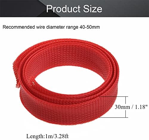 Othmro 1m/3.28ft PET Expandable Braid Cable Sleeving Flexible Wire Mesh Sleeve Red,for Power Cord Audio Video Cables Protecting from Pets Chewing