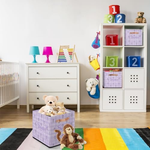 Tulip Storage-Basket Customized Collapsible Baby Keepsake-Box Organizer-Bins as Gifts for Girls Boys Baby Adults Cubes Storage-Box Print Name on It
