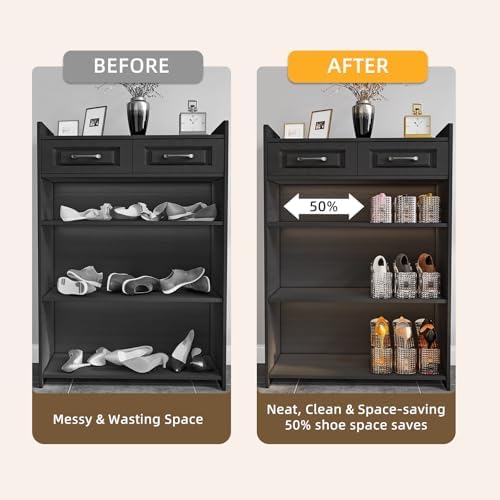 JOYZAN Clear Shoe Slots Organizer 16 Pack Adjustable Shoe Stackers for Closet Shoe Storage Space Savers 50% Shoe Rack Holder for Sneakers and Heels