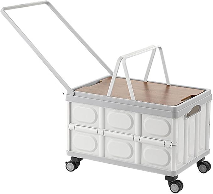 Rolling Crate with Wheels, Large Capacity Rolling Crate with Handle Space-Saving Utility Cart for Indoor Outdoor Use Grey