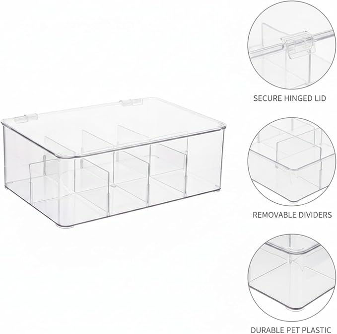 10.75 x 7.68 x 3.74 Inch Clear Storage Box with Removable Dividers, Medium PET Organizer Bin for Tackle and Craft Supplies (1 Pack)