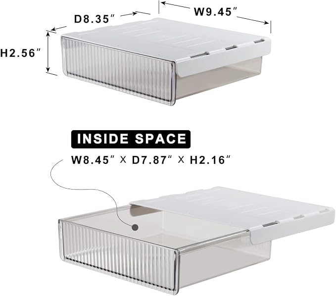 Keenkee Under Desk Drawers, Clear Light Black | Pull Slide Out, Underneath Table With Lip, Attachable Under Shelf, Pencil Drawer, Attachable