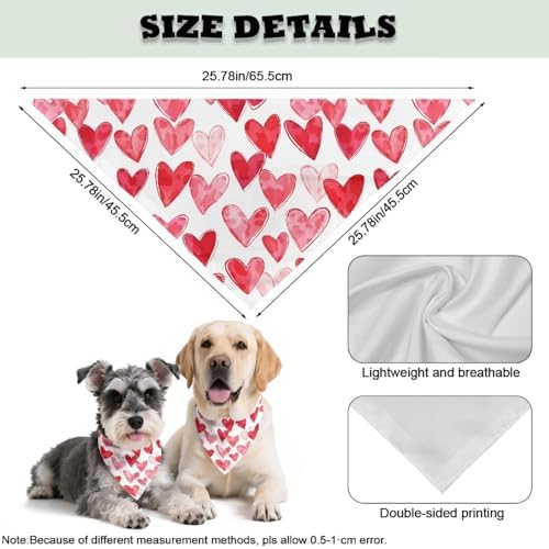 Howilath Pink Heart Pet Bandana, Perfect for Valentine's, Date Night or Anniversary, Dog Scarf for Small Medium Large Breeds
